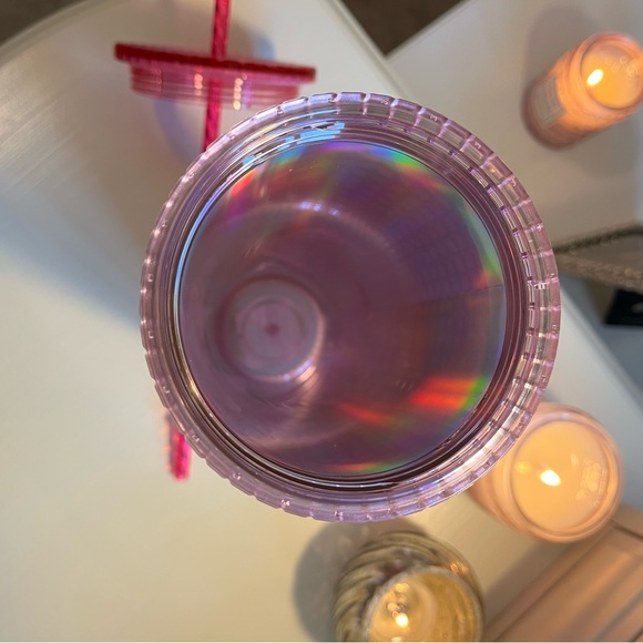 NWT STARBUCKS Iridescent Bling Cold Tumbler.  24 oz, Pink and Neon Pink. - Picture 8 of 8